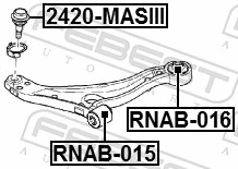 Bloco silencioso dianteiro do braço oscilante inferior Renault Master III EV, HV, UV