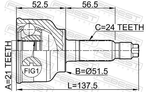  Junta homocinética externa dianteira KIA Rio I hatchback (DC) (2000 - 2006) I