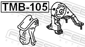 TMB105 Febest Bloco silencioso de suporte de coxim traseiro de motor