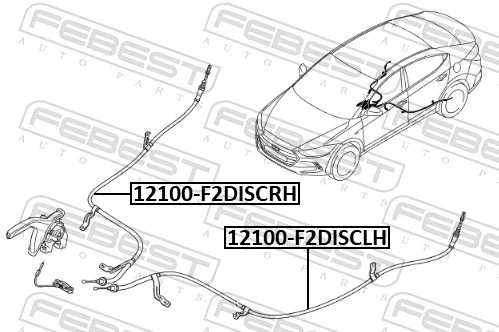 12100F2DISCRH Febest Cabo do freio de estacionamento traseiro direito