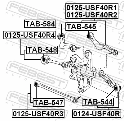 TAB545 Febest Bloco silencioso interno traseiro de braço oscilante transversal