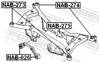 NAB274 Febest Bloco silencioso de viga traseira (de plataforma veicular)