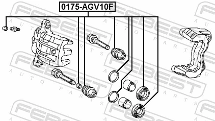 0175AGV10F Febest Kit de reparação de suporte do freio dianteiro