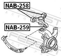 NAB259 Febest Bloco silencioso do pino de apoio dianteiro (de came)