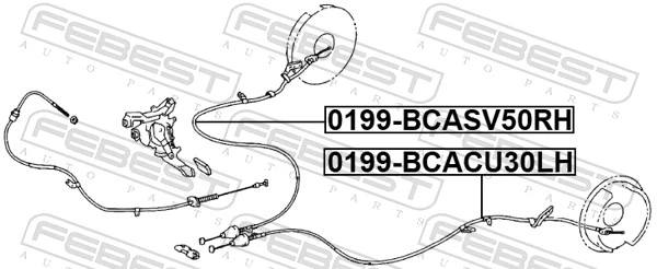0199BCACU30RH Febest Cabo do freio de estacionamento traseiro direito