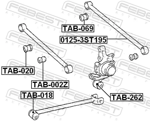 TAB069 Febest Bloco silencioso da barra Panhard (de suspensão traseira)