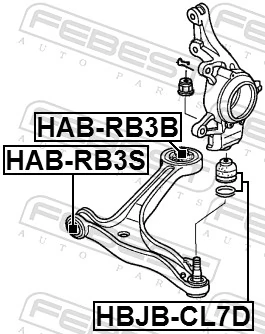 HABRB3B Febest Bloco silencioso dianteiro do braço oscilante inferior