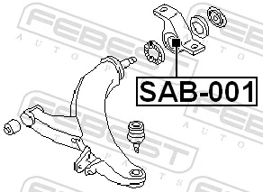 SAB001 Febest Bloco silencioso dianteiro do braço oscilante inferior