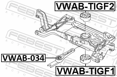 VWAB034 Febest Coxim (suporte) traseiro de motor