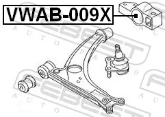 VWAB009X Febest Bloco silencioso dianteiro do braço oscilante inferior