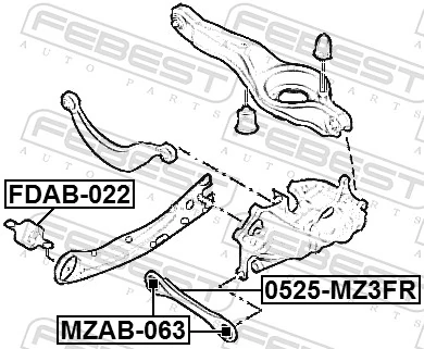 FDAB022 Febest Bloco silencioso dianteiro de braço oscilante traseiro longitudinal