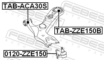 TABZZE150B Febest Bloco silencioso dianteiro do braço oscilante inferior