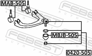 Suporte de esfera superior para Mitsubishi Eclipse I D22A, D27A