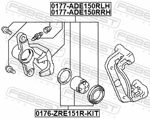0177ADE150RRH Febest Suporte do freio traseiro direito