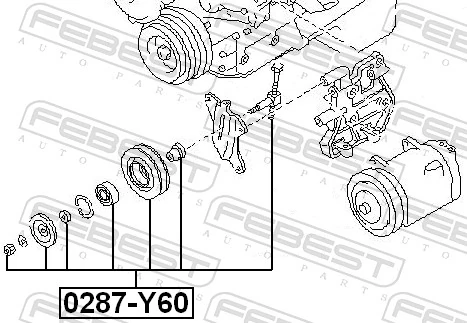0287Y60 Febest Rolo parasita da correia de transmissão