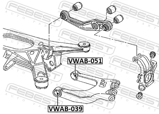 VWAB051 Febest Bloco silencioso do braço oscilante inferior traseiro