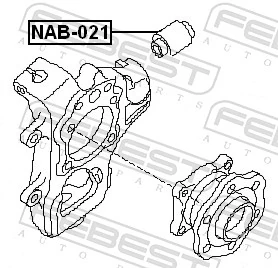 NAB021 Febest Bloco silencioso do pino de apoio traseiro
