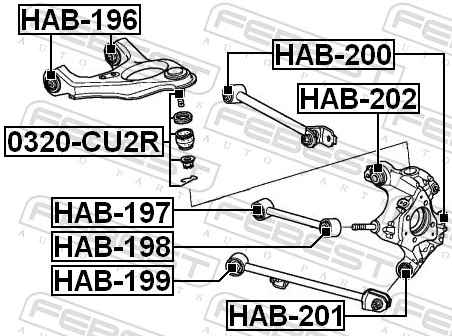 HAB197 Febest Bloco silencioso da barra Panhard (de suspensão traseira)