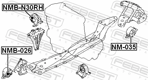 NMBN30RH Febest Coxim (suporte) direito de motor (bloco silencioso)