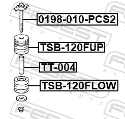 0198010PCS2 Febest Parafuso do coxim de chassi de carroçaria