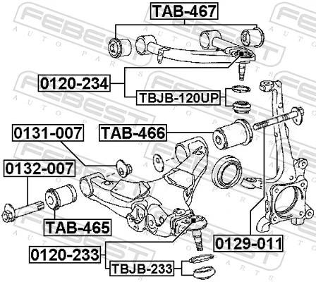 TBJB233 Febest Bota de proteção de suporte esférico inferior