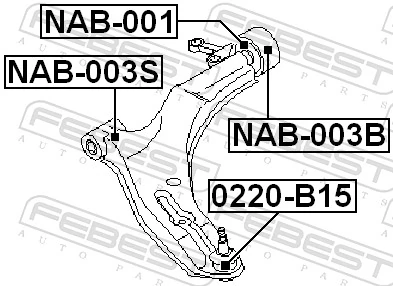 NAB001 Febest Bloco silencioso dianteiro do braço oscilante inferior