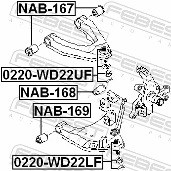 NAB169 Febest Bloco silencioso dianteiro do braço oscilante inferior