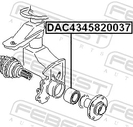 DAC4345820037 Febest Rolamento de cubo dianteiro/traseiro