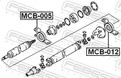 MCB012 Febest Rolamento suspenso da junta universal