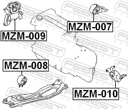Coxim (suporte) traseiro de motor para Mazda 323 F V BA