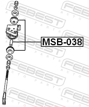 MSB038 Febest Bloco silencioso da barra de acoplamento de braço oscilante inferior dianteiro