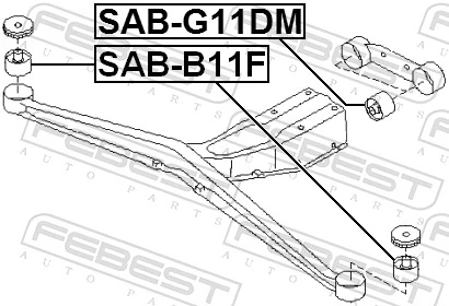 SABB11F Febest Bloco silencioso dianteiro de travessa de fixação de redutor traseiro