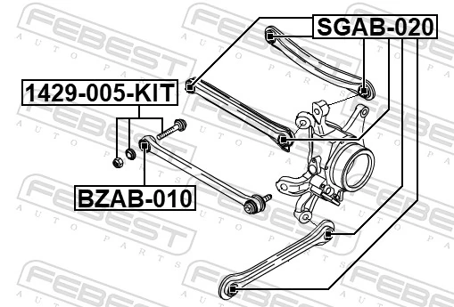 SGAB020 Febest Bloco silencioso de braço oscilante traseiro longitudinal