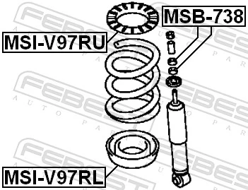 MSB738 Febest Bucha da haste de amortecedor traseiro