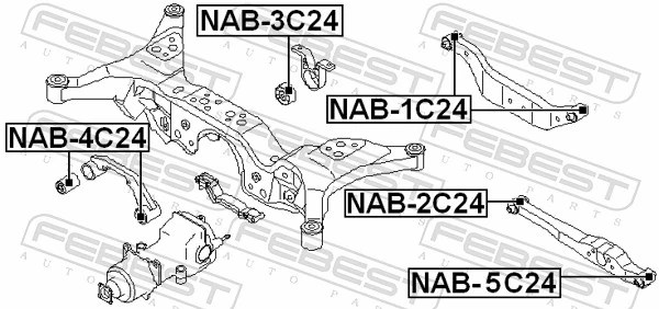 NAB2C24 Febest Bloco silencioso do braço oscilante inferior traseiro
