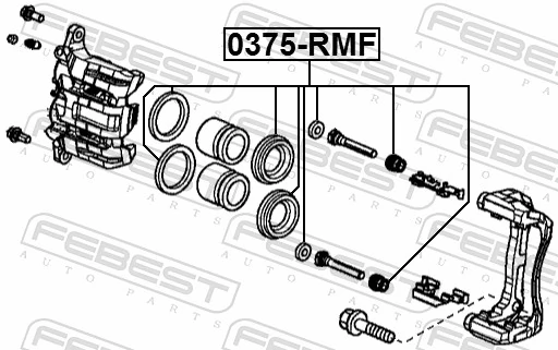 0375RMF Febest Kit de reparação de suporte do freio dianteiro