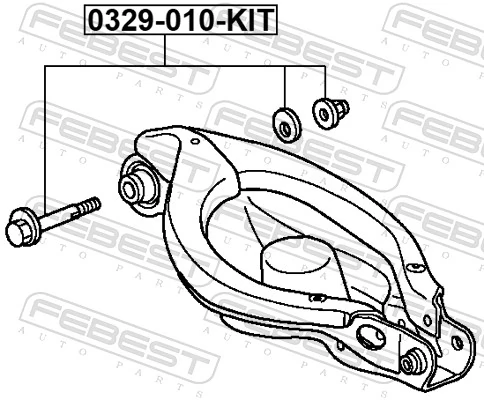0329010KIT Febest Parafuso de fixação de braço oscilante de inclinação traseiro, interno