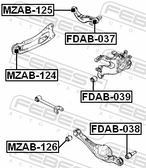 FDAB039 Febest Bloco silencioso do pino de apoio traseiro