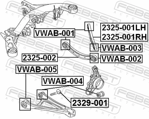 VWAB003 Febest Bloco silencioso do braço oscilante superior traseiro