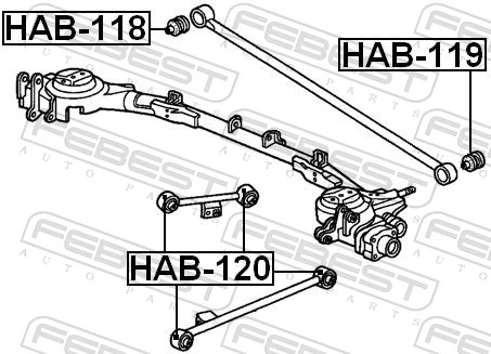 HAB118 Febest Bloco silencioso da barra Panhard (de suspensão traseira)