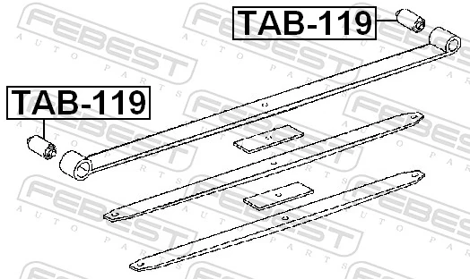 TAB119 Febest Bloco silencioso traseiro da suspensão de lâminas traseira