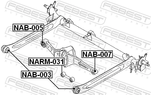 NAB005 Febest Bloco silencioso traseiro de braço oscilante transversal