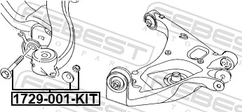 1729001KIT Febest Parafuso de braço oscilante traseiro longitudinal (de inclinação)