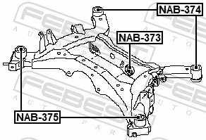 NAB375 Febest Bloco silencioso de viga traseira (de plataforma veicular)