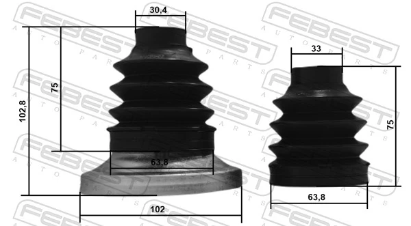 1617P211RKIT Febest Bota de proteção interna de junta homocinética do semieixo traseiro