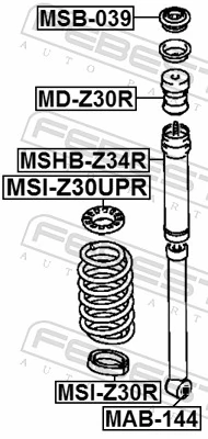 MSIZ30R Febest Espaçador (anel de borracha) da mola traseira inferior