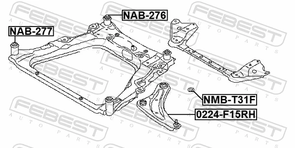 NMBT31F Febest Bucha de viga longitudinal dianteira de motor