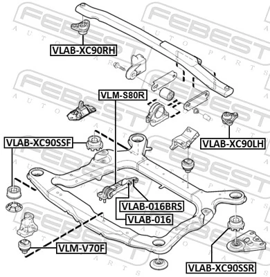 VLAB016 Febest Bloco silencioso de suporte do coxim dianteiro de motor