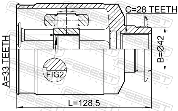 2211XM12RH Febest Junta homocinética interna dianteira direita