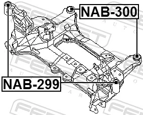 NAB300 Febest Bloco silencioso (coxim) de viga dianteira (de plataforma veicular)